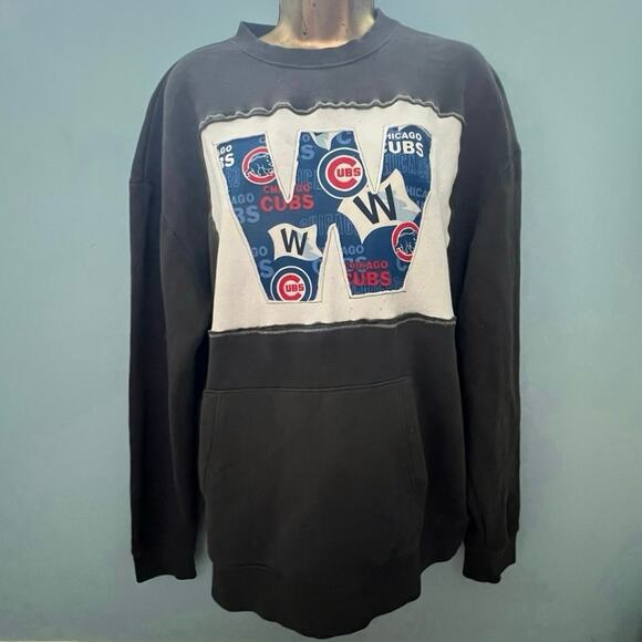 Chicago Cubs sweatshirt, upcycled Fly the W crewneck, reworked Adult LG - Picture 2 of 5